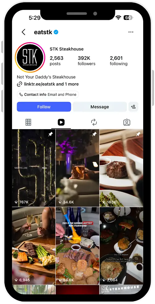 STK Steakhouse Instagram profile