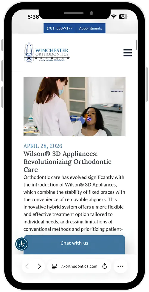 Winchester Orthodontics mobile website